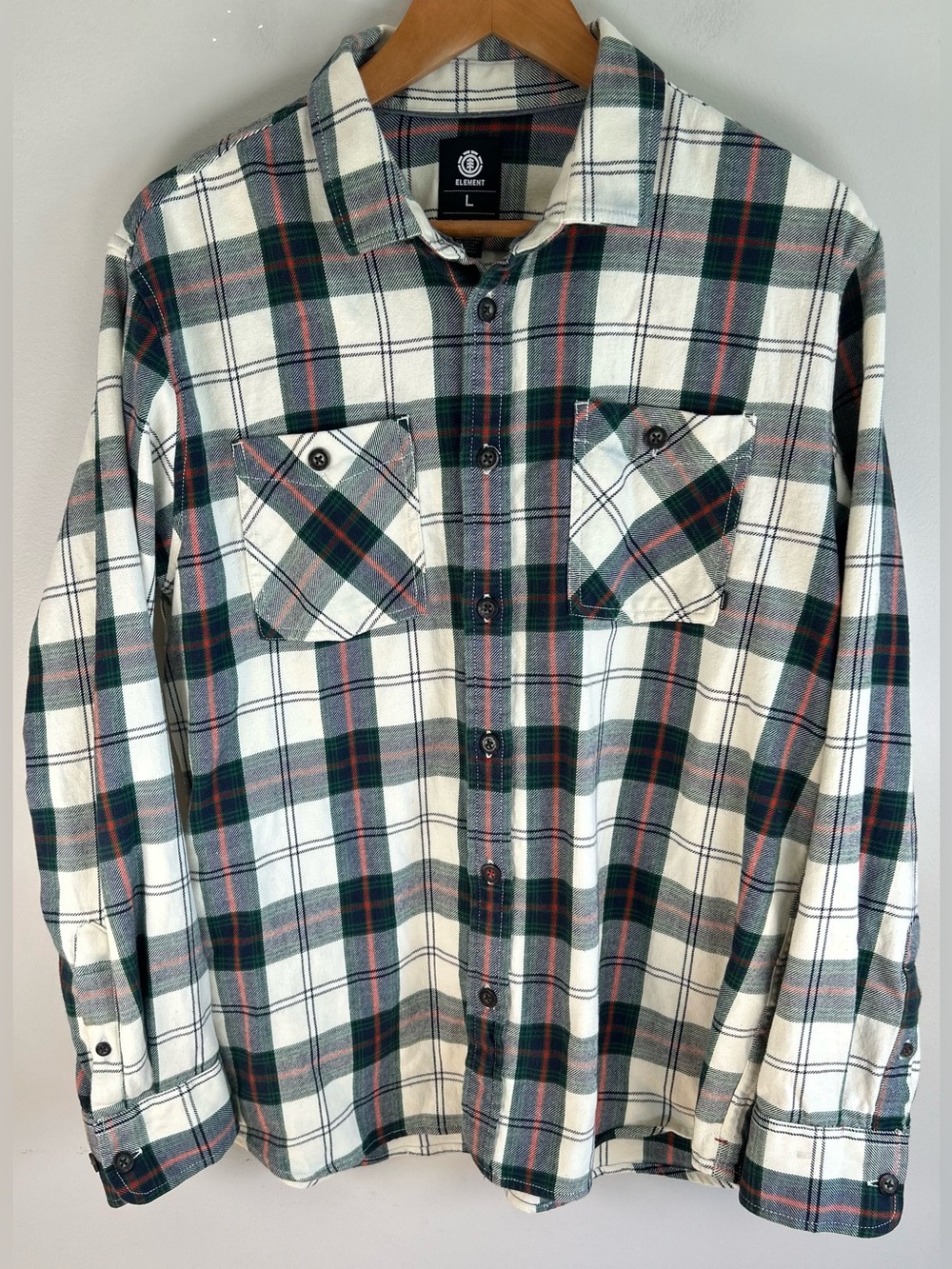 Element Men’s Button Down Shirt Size L Plaid Flannel Long Sleeve Y2K Vintage EUC
